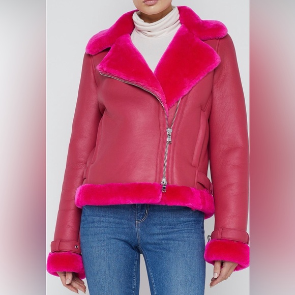 L’AGENCE Niri Genuine Shearling Moto Jacket